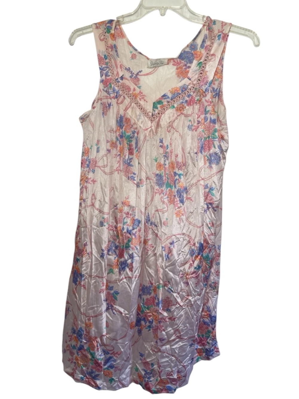 Vanity Fair Vintage Floral Sleeveless Nightgown Boho Cottagecore Lightweight